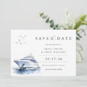 Waterverf luxe jacht nautisch opslaan van de datum aankondiging (Staand voorkant)