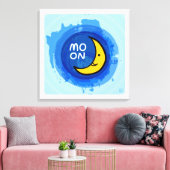 Waterverf Maan Grote Abstracte Muurkunst Canvas Afdruk (Insitu (Woonkamer))