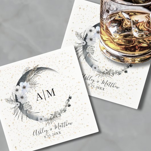 Waterverf Maan Sterren Hemelse Bruiloft Servet