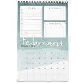 Waterverf Maandelijkse planner Kalender (Feb 2026)