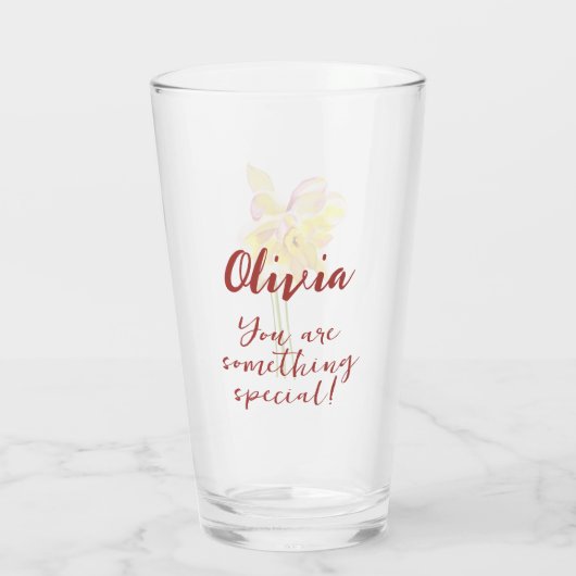 Waterverf Maart geboortebloem Daffodil glas (Achterkant)