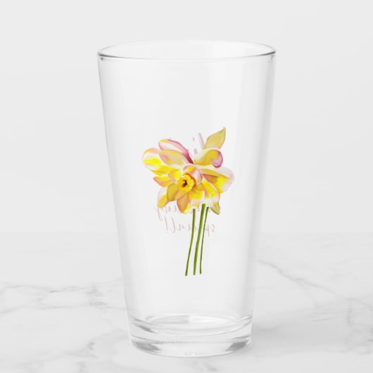 Waterverf Maart geboortebloem Daffodil glas (Voorkant)
