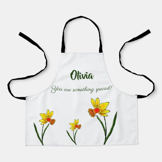 Waterverf Maart geboortebloem Daffodil Schort (Voorkant)