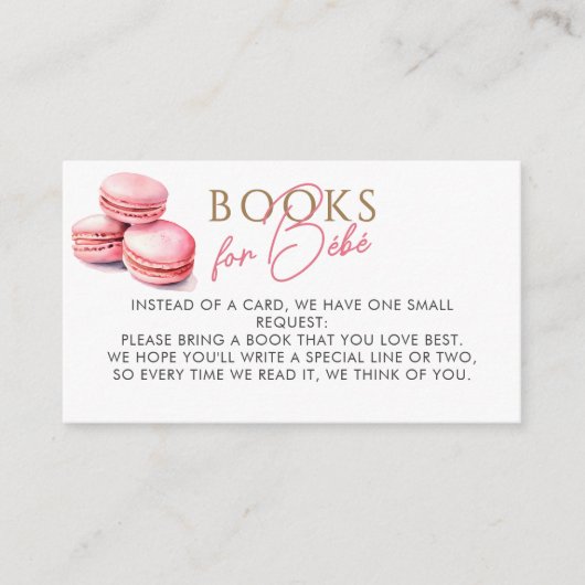 Waterverf Macarons Boeken voor Bébé Baby shower Informatiekaartje (Voorkant)