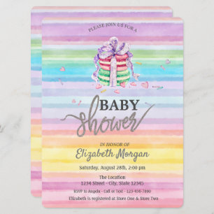 Waterverf Macarons Colorful Stripes Baby shower Kaart