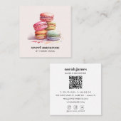 Waterverf Macarons Sweet Cake Social Icon QR CODE Vierkante Visitekaartje (Voorkant / Achterkant)