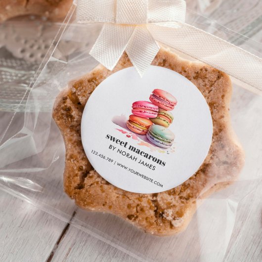 Waterverf Macarons Sweet Cake WEBSITE Vierkante Sticker