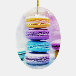 Waterverf Macaroon Abstract voedsel Keramisch Ornament