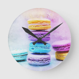 Waterverf Macaroon Abstract voedsel Ronde Klok
