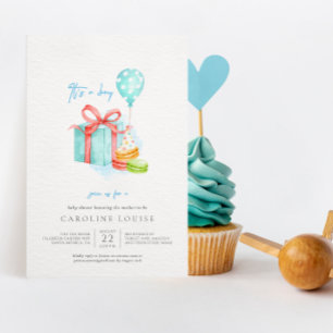 Waterverf Macaroons Baby Boy Shower Kaart