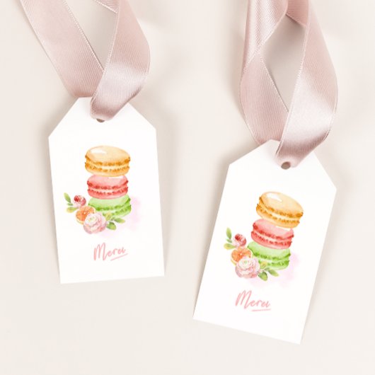 Waterverf Macaroons Baby shower Cadeaulabel