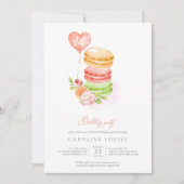 Waterverf Macaroons Birthday Party Invitation Kaart (Voorkant)