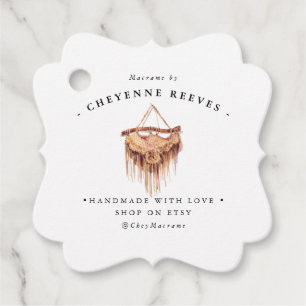 Waterverf Macrame Logo   Zakelijk Hang Tag Bedankjes Labels
