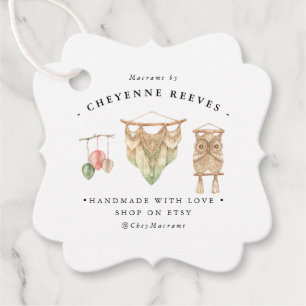 Waterverf Macramé Logo Zakelijk Hangtag Bedankjes Labels