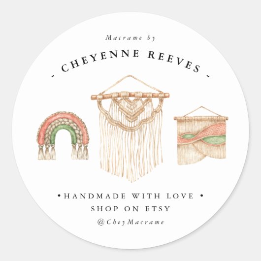 Waterverf Macramé Logo | Zakelijke Stickers (Voorkant)