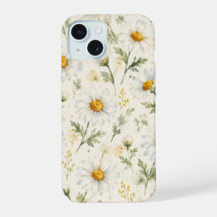 Waterverf Madeliefje Wilde Bloem Botanisch iPhone 15 Hoesje