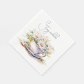 Waterverf madeliefjes in koffiekopje met tekst servet (Hoek)