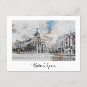 Waterverf Madrid Briefkaart – Schilderachtig skyli