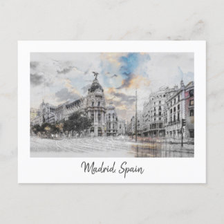 Waterverf Madrid Briefkaart – Schilderachtig skyli