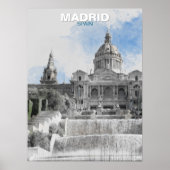 Waterverf Madrid Skyline Poster – Spanje Cityscape (Voorkant)