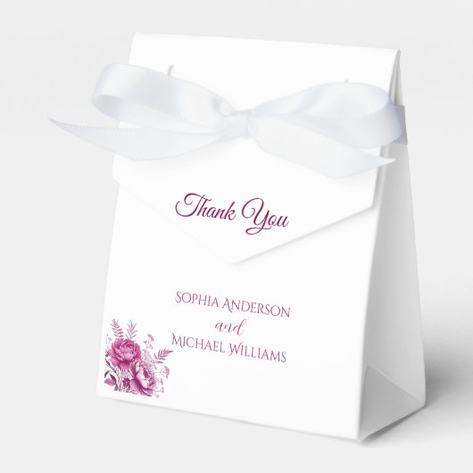 Waterverf Magenta Pioen-bruiloft Dank u Bedankdoosjes (Voorkant Zijde)