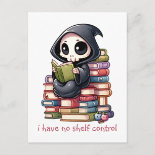 Waterverf Magere Hein Boekenliefhebber Briefkaart