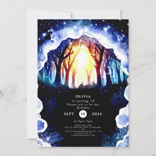 Waterverf Magic Woodland Verjaardag Kaart (Voorkant)