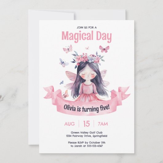 Waterverf Magische Fee Prinses Verjaardagsfeestje Kaart (Voorkant)