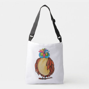 Waterverf Magische Owl met regenboogveren Crossbody Tas