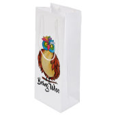 Waterverf Magische Owl met regenboogveren Wijn Cadeautas (Voorkant Gekanteld)