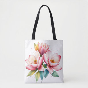 Waterverf Magnolia Bloemen met Zachte Fade Draagtas