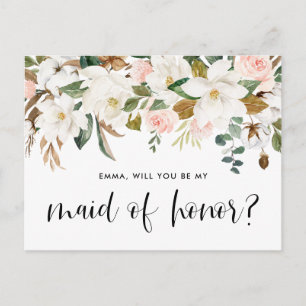 Waterverf Magnolia Cotton Garland Maid of Honor Briefkaart