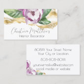 Waterverf Magnolia en Gold Visitekaartje (Voorkant / Achterkant)