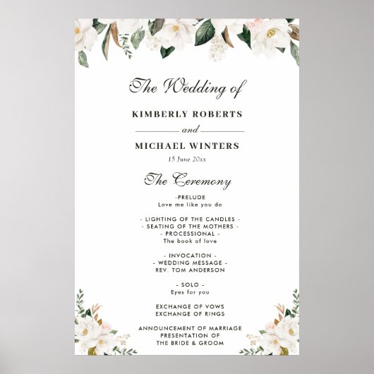 Waterverf magnolia floral bruiloft poster (Voorkant)