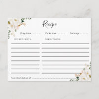 waterverf magnolia floral receptenkaart