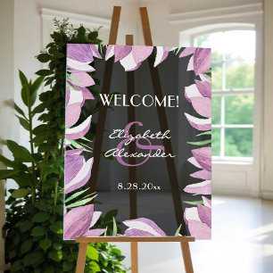 Waterverf Magnolia Floral Wedding Welkom Acryl Bord
