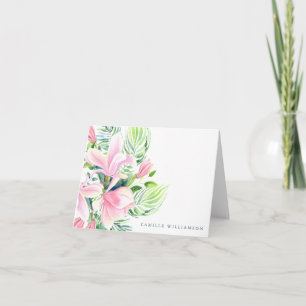 Waterverf Magnolia Flower in roze Personalized Bedankkaart