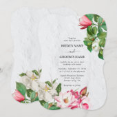 Waterverf Magnolia Flowers Wedding Kaart (Voorkant / Achterkant)