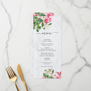 Waterverf Magnolia Flowers Wedding Menu