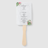 Waterverf Magnolia Flowers Wedding Programme Handwaaier (Voorkant)