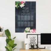 Waterverf Magnolia Flowers Wedding Seating Chart Poster (Thuiskantoor)