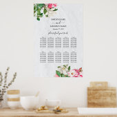 Waterverf Magnolia Flowers Wedding Seating Chart Poster (Keuken)