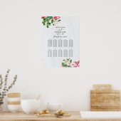 Waterverf Magnolia Flowers Wedding Seating Chart Poster (Keuken)