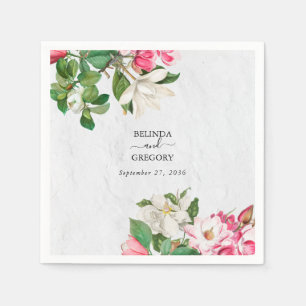 Waterverf Magnolia Flowers Wedding Servet