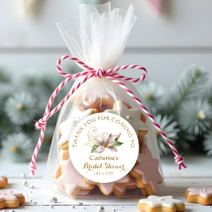 Waterverf Magnolia Paars Floral Vrijgezellenfeest Ronde Sticker