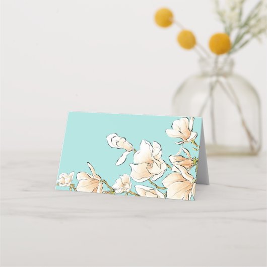 Waterverf Magnolia Vrijgezellenfeest Place Card (Achterkant)