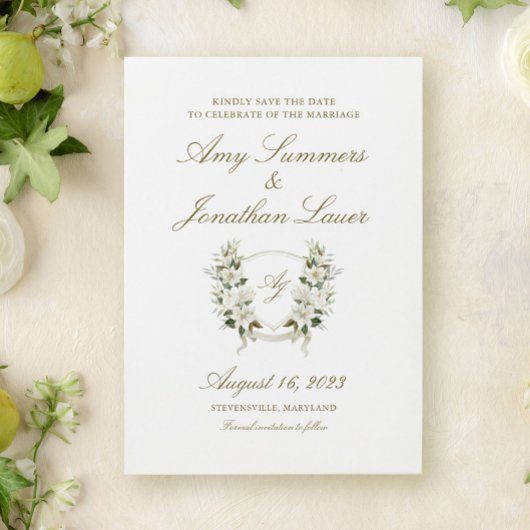 Waterverf Magnolia Wedding Crest Save the Date