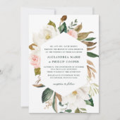 Waterverf Magnolia Wedding Invitation Kaart (Voorkant)