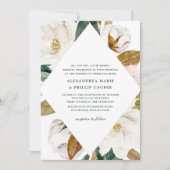 Waterverf Magnolia Wedding Invitation Kaart (Voorkant)