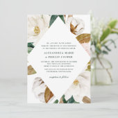 Waterverf Magnolia Wedding Invitation Kaart (Staand voorkant)